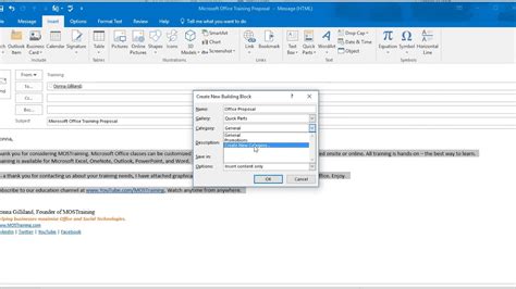 quick parts outlook